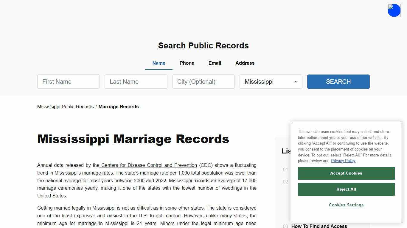 Mississippi Marriage Records Search - Licenses & Certificates