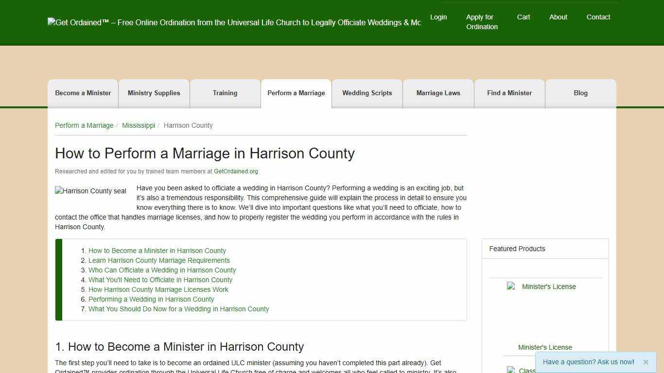 How to Perform a Marriage in Harrison County - Get Ordained